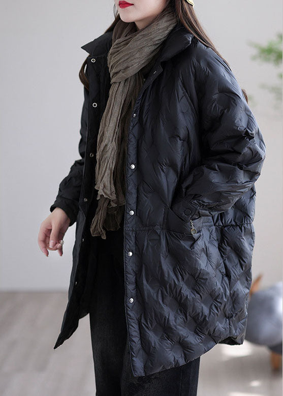 Luxury Black Pockets Patchwork fashion Winter Duck Down coat - Down Jackets - DYAVOR®