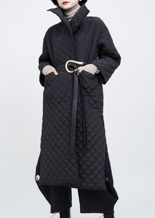 Luxury Black Pockets side open Winter Cotton Long sleeve Coats - Down Jackets - DYAVOR®