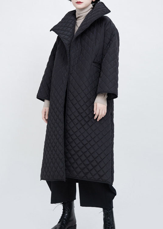 Luxury Black Pockets side open Winter Cotton Long sleeve Coats - Down Jackets - DYAVOR®