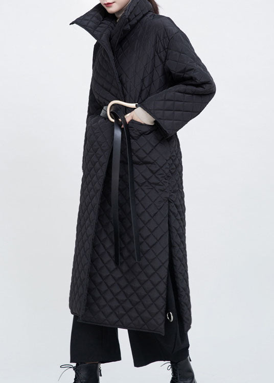Luxury Black Pockets side open Winter Cotton Long sleeve Coats - Down Jackets - DYAVOR®