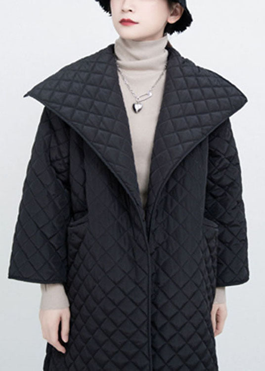 Luxury Black Pockets side open Winter Cotton Long sleeve Coats - Down Jackets - DYAVOR®