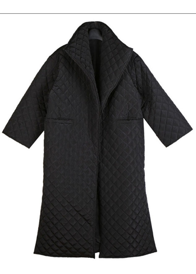 Luxury Black Pockets side open Winter Cotton Long sleeve Coats - Down Jackets - DYAVOR®