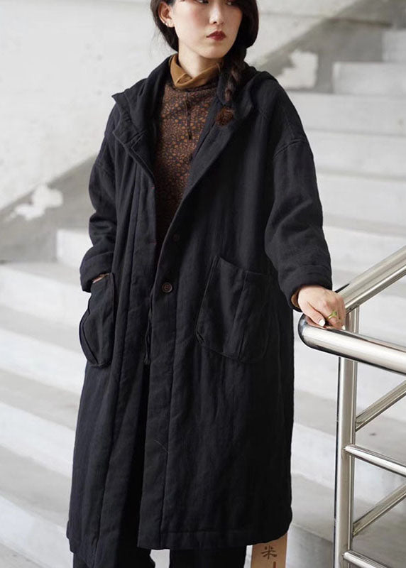 Luxury Chocolate hooded Pockets Button Winter Cotton Womens Parka - Down Jackets - DYAVOR®