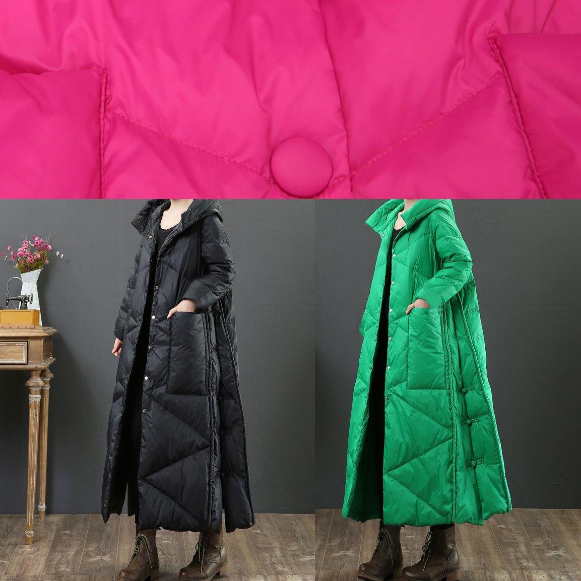 Luxury Loose fitting womens parka Jackets rose hooded Button Down warm winter coat - - DYAVOR®