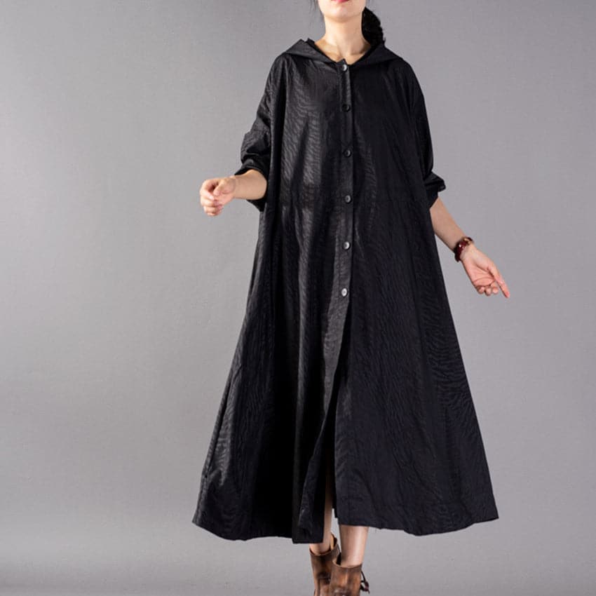 Luxury black Coats oversize hooded fashion trench coat Fine baggy Winter coat - - DYAVOR®