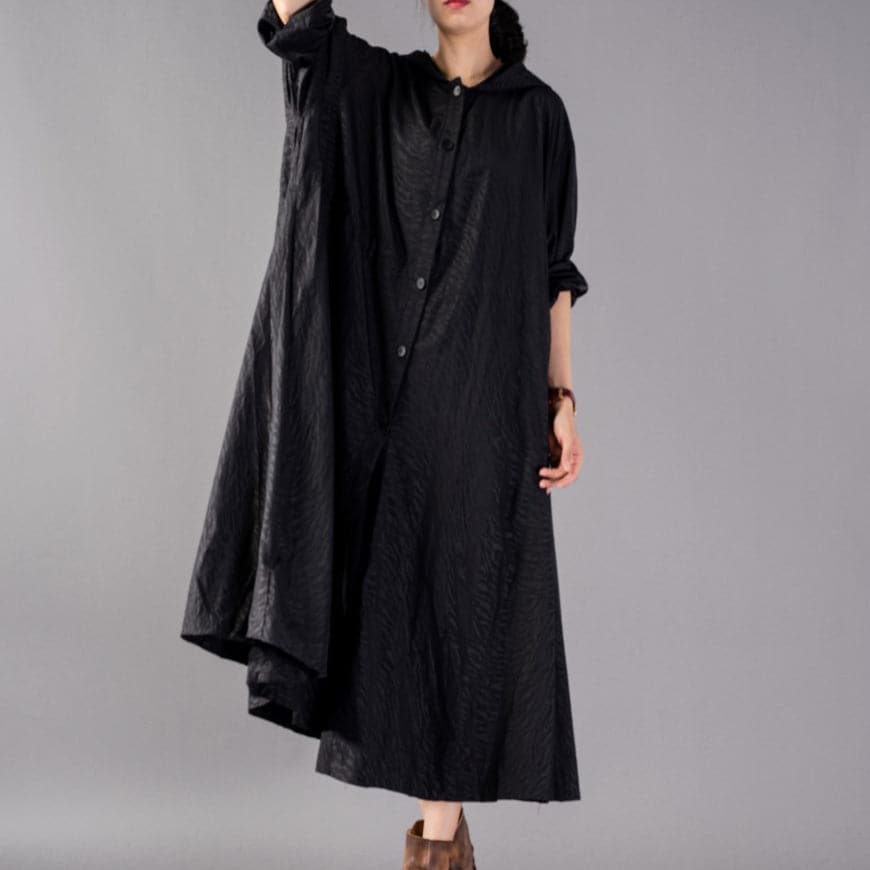 Luxury black Coats oversize hooded fashion trench coat Fine baggy Winter coat - - DYAVOR®