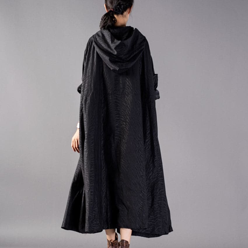 Luxury black Coats oversize hooded fashion trench coat Fine baggy Winter coat - - DYAVOR®