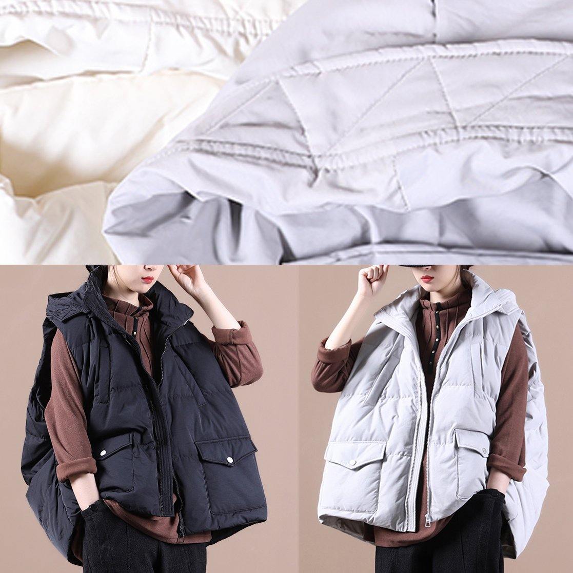Luxury black down jacket woman oversize parka stand collar pockets Casual Vest - - DYAVOR®