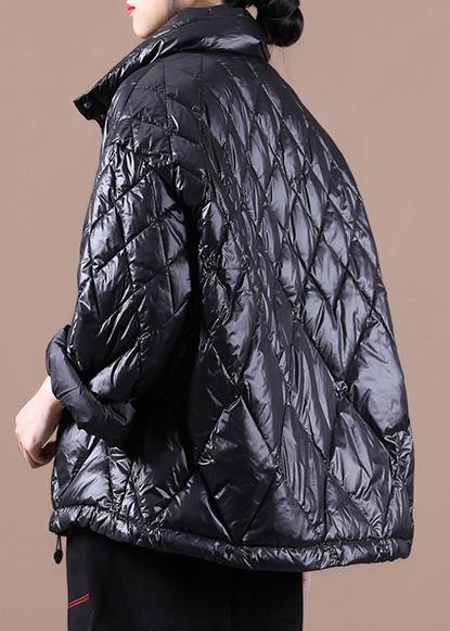 Luxury black goose Down coat Loose fitting snow jackets stand collar Button Down New Jackets - - DYAVOR®