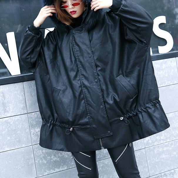 Luxury black overcoat trendy plus size winter jacket hooded fur collar overcoat - - DYAVOR®