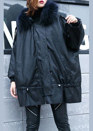 Luxury black overcoat trendy plus size winter jacket hooded fur collar overcoat - - DYAVOR®