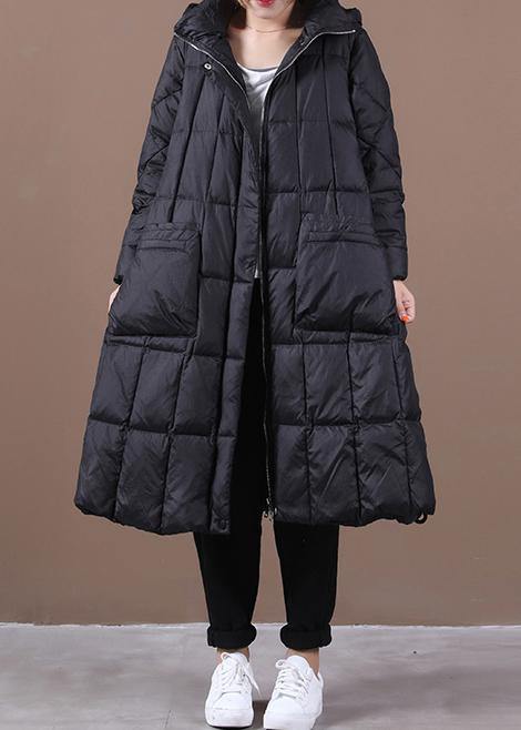 Luxury black warm winter coat plus size womens parka hooded zippered coats - - DYAVOR®