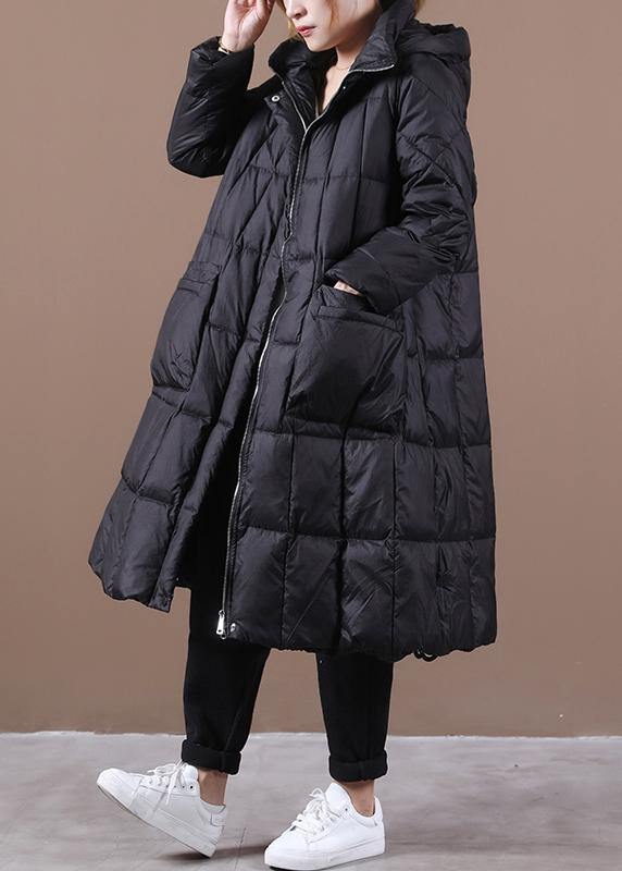 Luxury black warm winter coat plus size womens parka hooded zippered coats - - DYAVOR®
