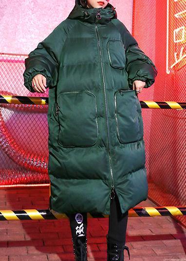 Luxury green winter parkas Loose fitting snow jackets winter hooded zippered coats -  - DYAVOR®