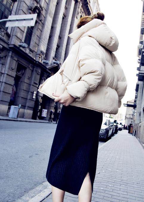 Luxury plus size womens parka overcoat beige hooded thick duck down coat - - DYAVOR®