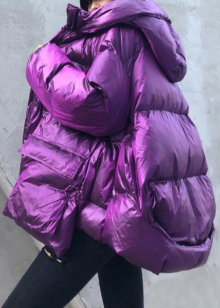 Luxury purple down jacket woman plus size clothing winter jacket hooded zippered Elegant coats - - DYAVOR®