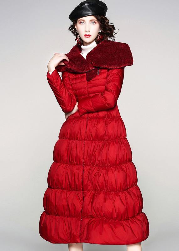 Luxury red duck down coat oversize snow jackets big hem Elegant Jackets - - DYAVOR®