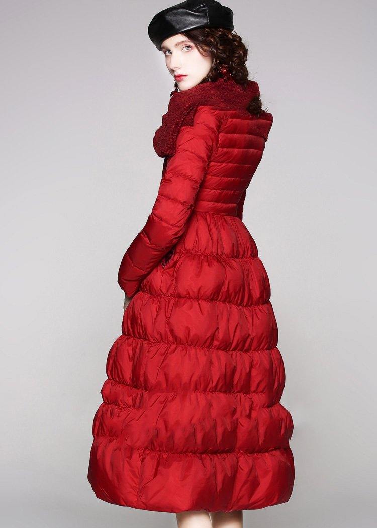 Luxury red duck down coat oversize snow jackets big hem Elegant Jackets - - DYAVOR®