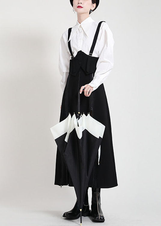 Modern Black High Waist zippered asymmetrical design Patchwork Fall Skirt - Skirts - DYAVOR®