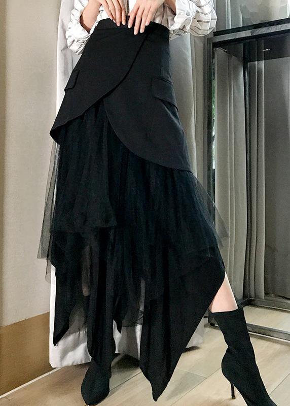 Modern Black Patchwork tulle Summer High Waist Skirt - Skirts - DYAVOR®