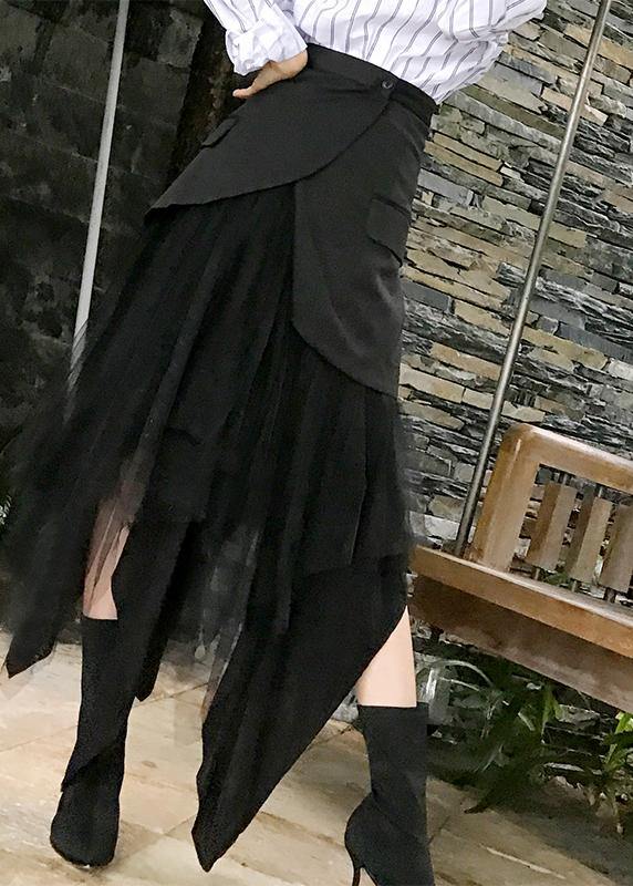 Modern Black Patchwork tulle Summer High Waist Skirt - Skirts - DYAVOR®