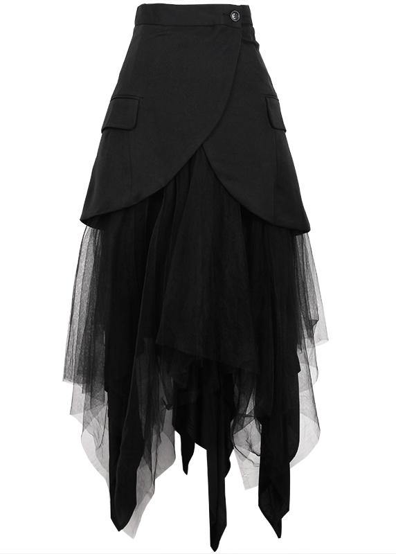 Modern Black Patchwork tulle Summer High Waist Skirt - Skirts - DYAVOR®