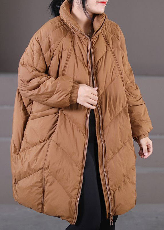 Modern Caramel Stand Collar Oversized Thick Duck Down Down Coats Winter - Down Jackets - DYAVOR®