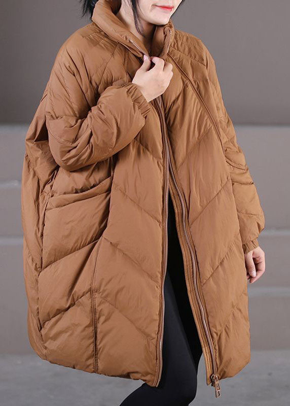 Modern Caramel Stand Collar Oversized Thick Duck Down Down Coats Winter - Down Jackets - DYAVOR®