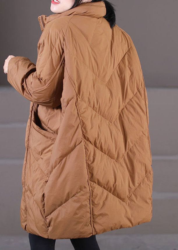 Modern Caramel Stand Collar Oversized Thick Duck Down Down Coats Winter - Down Jackets - DYAVOR®