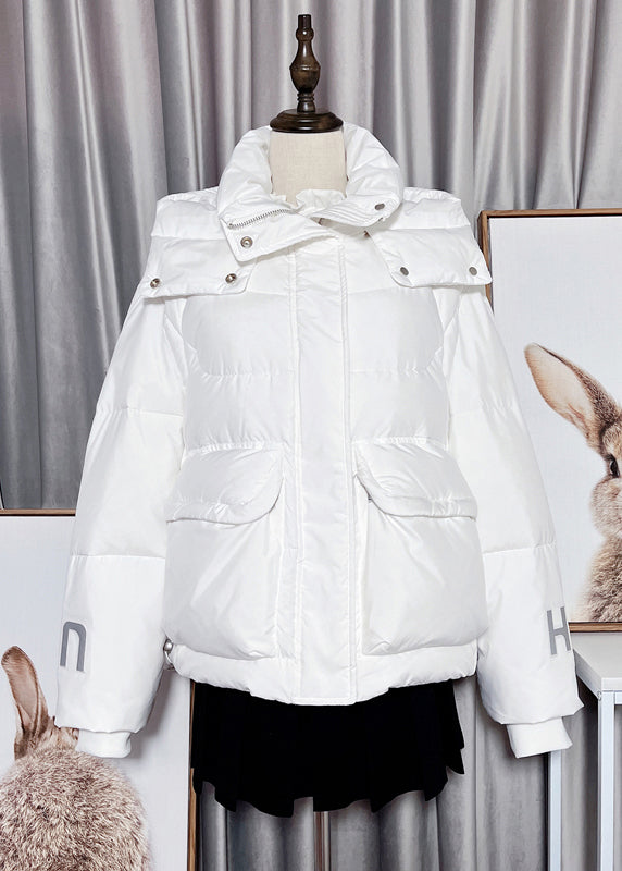 Modern Green Peter Pan Collar Zippered Button Remvable Hooded Duck Down Filled Down Coat Winter - Down Jackets - DYAVOR®