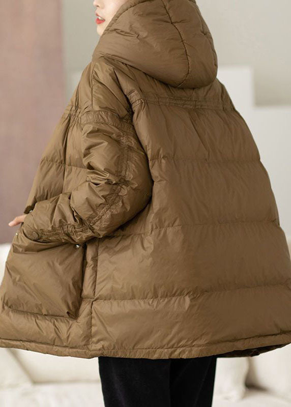 Modern Khaki Hooded Oversized Pockets Duck Down Puffer Jacket Winter - Down Jackets - DYAVOR®