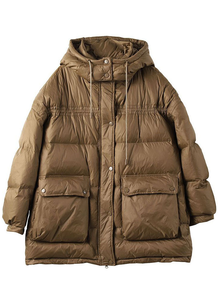 Modern Khaki Hooded Oversized Pockets Duck Down Puffer Jacket Winter - Down Jackets - DYAVOR®