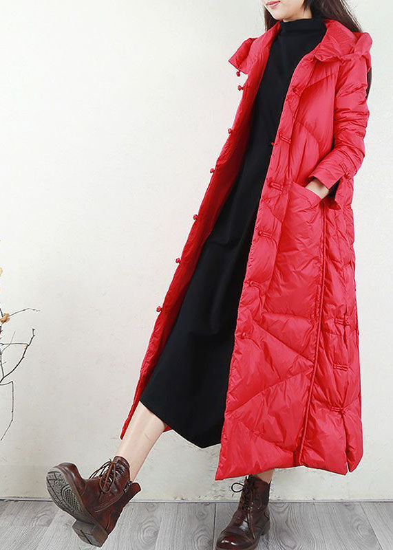 Modern Purple Hooded Oriental Button Lengthen Duck Down Puffer Coat Winter - Down Jackets - DYAVOR®