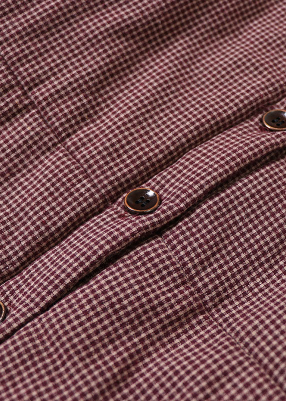 Modern Red Stand Collar Plaid Fine Cotton Filled Winter Coats - Down Jackets - DYAVOR®