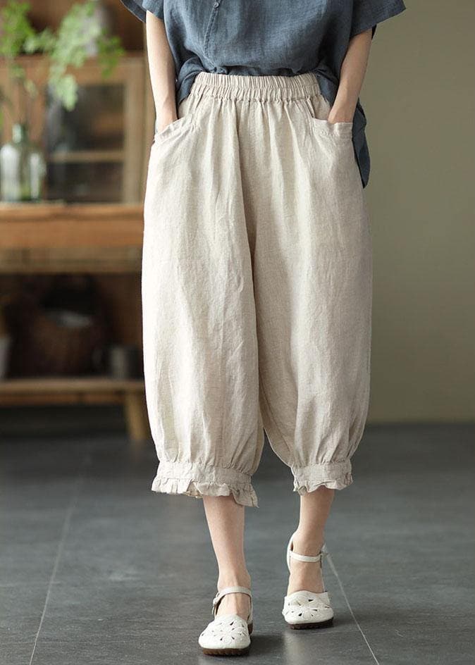 Modern Yellow Loose Ruffled Summer Casual Linen Pants - Pants - DYAVOR®