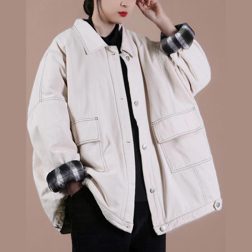 Modern nude Plus Size tunic coat Photography lapel Button Down spring outwear - Down Jackets - DYAVOR®