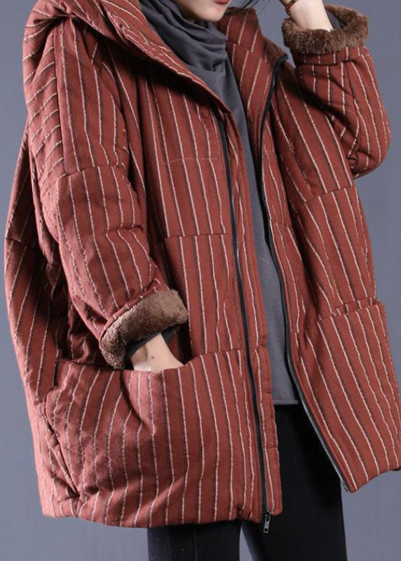 Mulberry Striped Fine Cotton Filled Jacket In Winter Zip Up Pockets Winter - Down Jackets - DYAVOR®