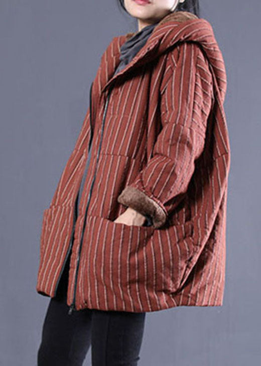 Mulberry Striped Fine Cotton Filled Jacket In Winter Zip Up Pockets Winter - Down Jackets - DYAVOR®