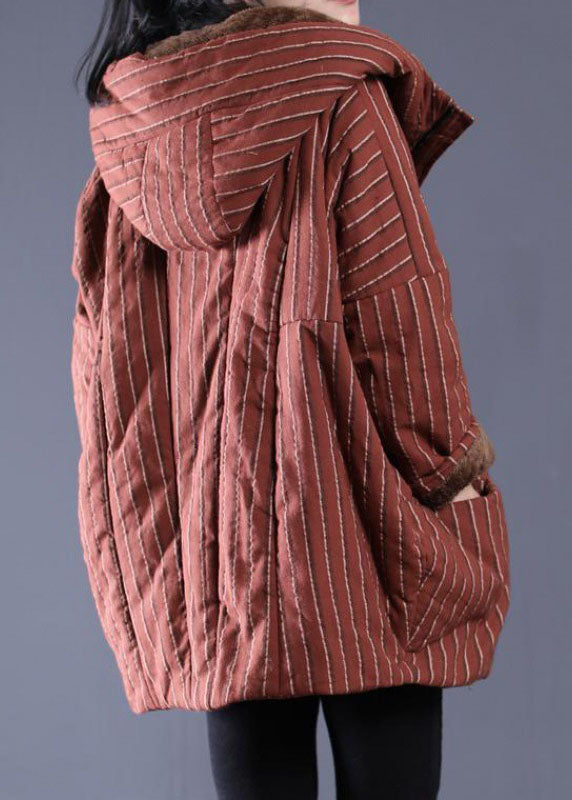 Mulberry Striped Fine Cotton Filled Jacket In Winter Zip Up Pockets Winter - Down Jackets - DYAVOR®