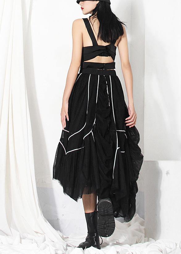 Natural Black Cinched Striped Skirts Summer - Skirts - DYAVOR®