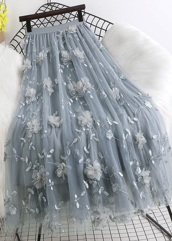 Natural Pink Embroideried Floral tulle Skirts Spring - Skirts - DYAVOR®