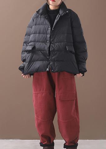 New black Parkas casual snow jackets winter short coats stand collar - - DYAVOR®