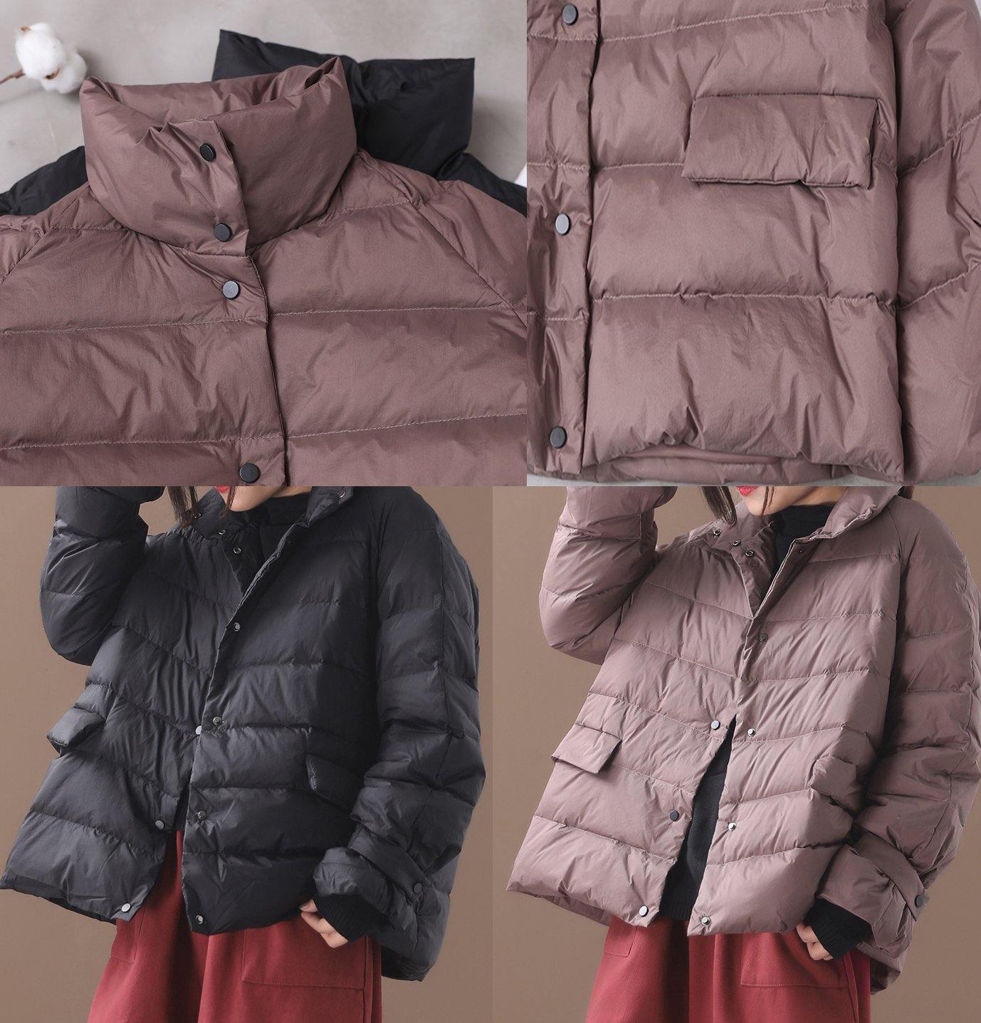 New black Parkas casual snow jackets winter short coats stand collar - - DYAVOR®