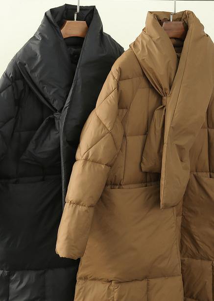 New black down jacket woman oversize snow thick pockets Luxury overcoat - Down Jackets - DYAVOR®