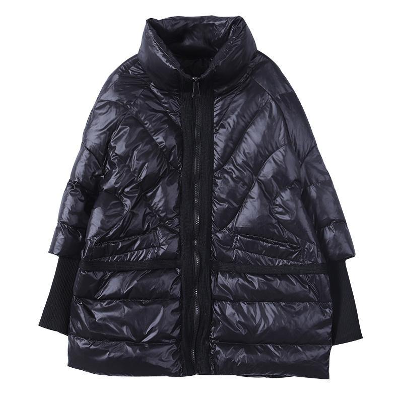 New black duck down coat plus size clothing down jacket stand collar patchwork women overcoat - - DYAVOR®