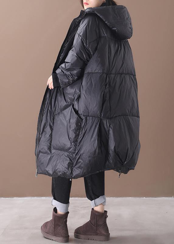 New black warm winter coat plus size down jacket hooded pockets women coats - - DYAVOR®