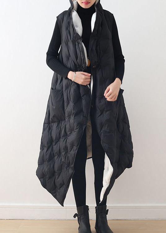 New black white Vest wear long thick loose large size cotton jacket coat on both sides - - DYAVOR®