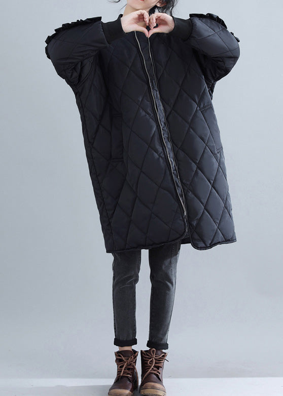 New black women parka plus size clothing stand collar Jackets & Coats women ruffles outwear - - DYAVOR®