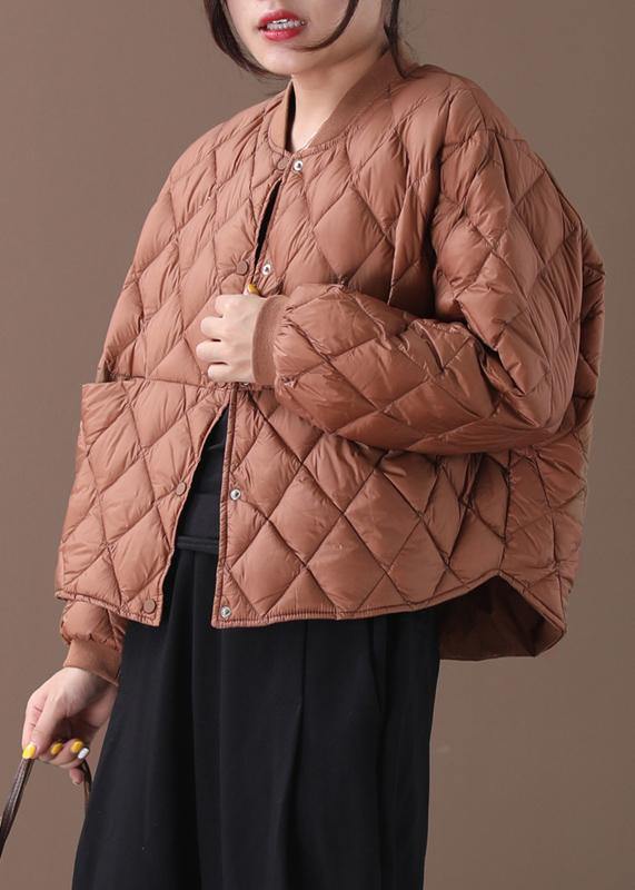 New brown warm winter coat plus size winter stand collar Geometric overcoat - - DYAVOR®