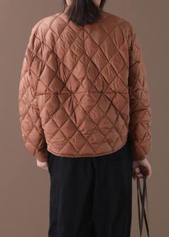 New brown warm winter coat plus size winter stand collar Geometric overcoat - - DYAVOR®